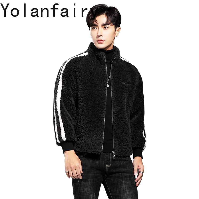 Quality Winter Clothing Jacket - YOLANFAIRY 100% lana Mens vera pelliccia