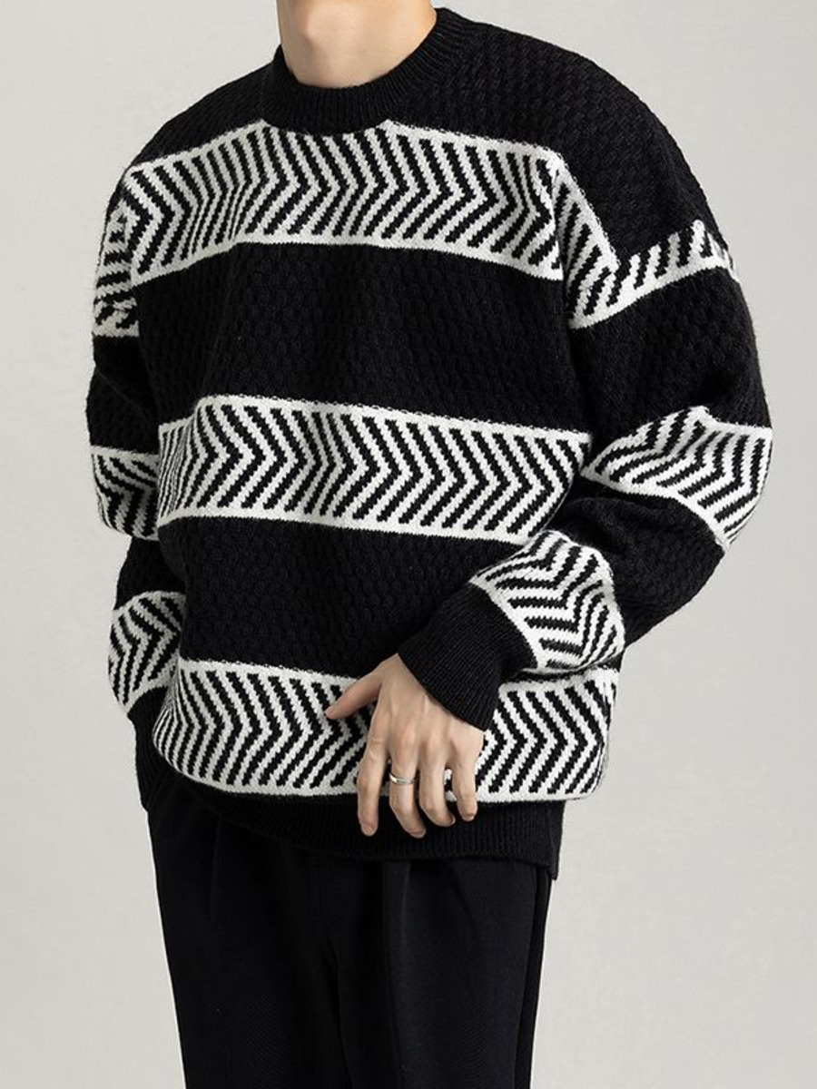 Winter Clothing Colors - Maglione pullover a righe larghe casual