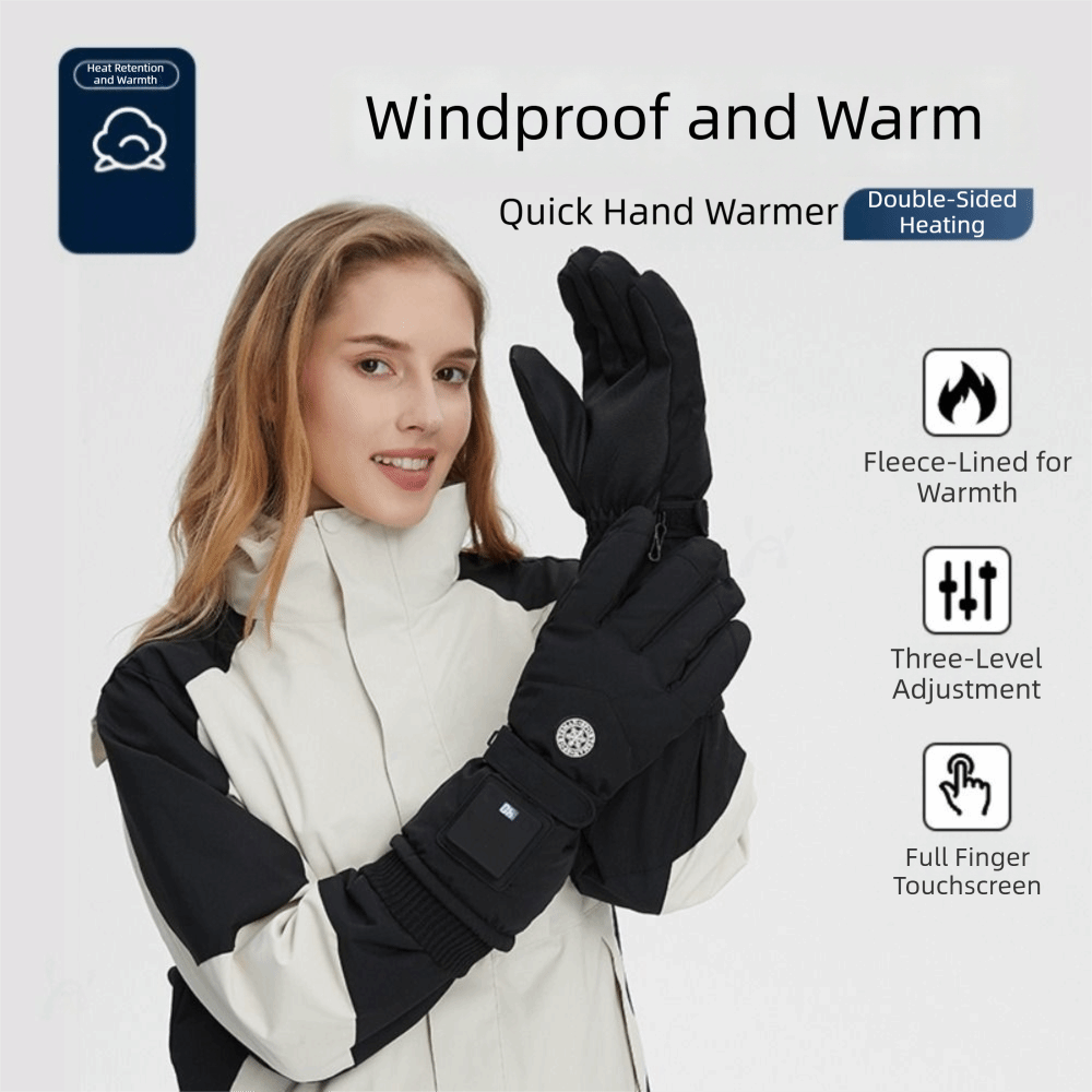 Heated Gloves Electric - Guanti Riscaldati Intelligenti Antivento, 3 Livelli