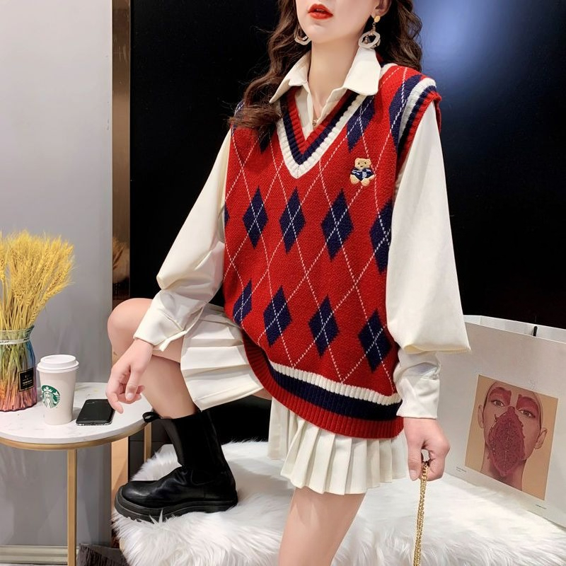 Gilet in maglia rossa per donn - Winter Clothing Aesthetic recensione e prezzo